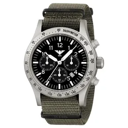 KHS PLASSC.NSGO Herrenuhr Platoon Solar Chronograph Stahl Nato Grau