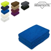 Spannbettlaken Doppelpack Frottee Spannbettlaken Premium, EXKLUSIV HEIMTEXTIL, Frottee, Gummizug: rundum, (2 Stück), mit Rundumgummizug blau