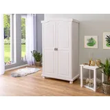 Kleiderschrank "Hedda" aus Massivholz in Weiss mit 2 Türen und 4 Einlegeböden. Abmessungen (BxHxT) 104x180x56 cm - Weiß
