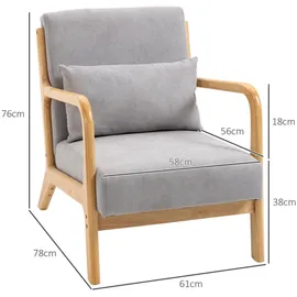 Homcom Sessel Grau Textil, 78x76x61 cm, Wohnzimmer, Sessel, Polstersessel