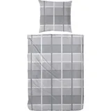 Primera Biber Bettwäsche Karo 155 x 220 cm grau