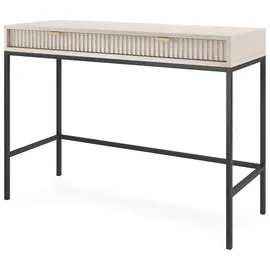 Feldmann-Wohnen Schreibtisch Nova (Metallgestell, 2 Schubladen, klare Kanten, geradliniges Design, 1-St., Riffel-Optik Front, goldfarbene Metallgriffe, ABS-Kanten), 104x50x78cm, Fronten mit ausdrucksstarkem geriffelten Muster