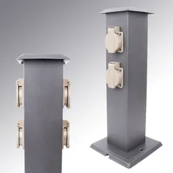LIV Steckdosensäule 350mm | 4xFach | Anthrazit | Gartensteckdose Außensteckdose Steckdosenverteiler