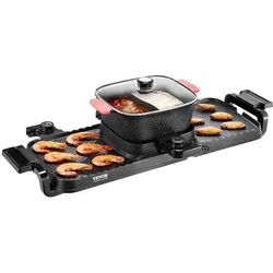 VEVOR Hot Pot mit Grill 2300 W 2 in 1 Elektrischer Rauchfreier Grill mit Abnehmbarem Topf