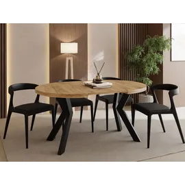 WFL GROUP Runder Esstisch 80 x 77 x 80 cm braun