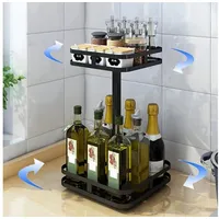 Luxuskollektion Drehbares Gewürzregal Schwarz 3-Etagen Lazy Susan