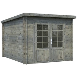 PALMAKO Blockbohlenhaus »Ella«, Holz, BxHxT: 264 x 214 x 340 cm (Außenmaße inkl. Dachüberstand) - grau
