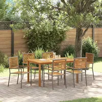 vidaXL Garten Essgruppe 7-tlg. Grau