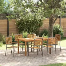 vidaXL Garten Essgruppe 7-tlg. Grau