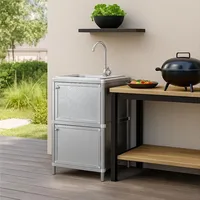 Hti-Living Spüle mit Unterschrank für Outdoorküche Silber