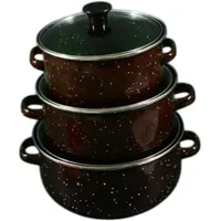 Milageto 3-teiliges Emaille-Kochtopfset mit Glasdeckel, Induktionskochtopf Suppentopf, Antihaftbeschichtung für alle Herdarten, Pastatopf Küchentopf für Zuhause Restaurantkochen, Braun