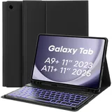 MAYPHY Tastatur Hülle Beleuchtet für Samsung Galaxy Tab A11 Plus 11 Zoll 2025, Tab A9 Plus 11 Zoll 2023, 7-farbige abnehmbare Tastaturhülle für Samsung Tab A11+ A9+,Deutsches QWERTZ-Layout