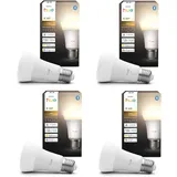 Philips Hue Bundle – 4 x weiße 1100 A60 E27 Smart-Leuchtmittel, dimmbare LED, intelligente Beleuchtung, App- und Sprachsteuerung, funktioniert mit Alexa, Google Home und Apple HomeKit