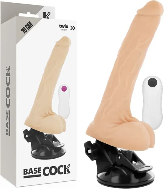 BASECOCK - Realistischer Vibrator mit Fernbedienung Natur, 19 cm Ø 4 cm - Natur