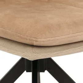 Mendler 6er-Set Esszimmerstuhl HWC-M68, Küchenstuhl Lehnstuhl, drehbar Auto-Position, Metall Stoff/Textil ~ beige