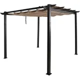 MCW Pavillon Garten, stabiles 8cm-Gestell Schiebedach UV50+ 3x3m ~ creme-beige