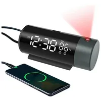 MODFU Projektionswecker Digital Wecker Uhr Digitalwecker Projektion LED Alarm Projektionsuhr Alarmer Weckuhr mit 180 ° Dual-Alarm Temperatur 12/24H USB-Anschluss schwarz