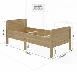 Homestyle4u Komfortbett 100 x 200 cm Braun