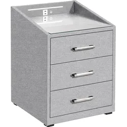 Nachtkonsole ED EXCITING DESIGN "Moon", grau (hellgrau, 90 silber), B:47cm H:61cm T:46cm, Sideboards, mit LED-Beleuchtung und USB-Anschluss & USB-C-Anschluss