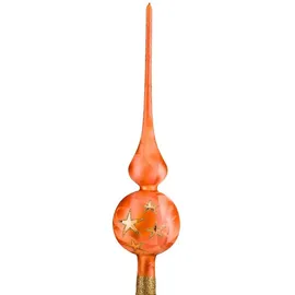 Christbaumkugeln-24.de Weihnachtsbaumspitze Groß 35cm in Ice Orange Goldener Stern Baumspitze Spitze Tannenbaumspitze Christbaumspitze Weihnachtsbaum Christbaum Tannenbaum Christmas Tree Top