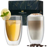 Königsglas Macchiato | 2x300 ml - Set Latte Macchiato-Gläser by Heidenfeld - Doppelwandig - Handgefertigt - Thermogläser - UV-versiegelt (2er Set) - Transparent