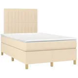 vidaXL Boxspringbett mit Matratze & LED Creme 120x190 cm Stoff