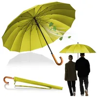 LOGAN & BARNES Stockschirm Sturmfest Ø120cm mit hochwertigem Echtholzgriff und geräuschloser Gummispitze - XXL Regenschirm Groß mit 16 Streben - Modell EDINBURGH (Gelb)