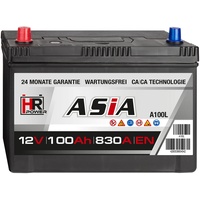 HR HiPower ASIA Autobatterie 12V 100Ah Japan Pluspol Links Starterbatterie ersetzt 70Ah 80Ah 90Ah 95Ah