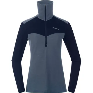 Bergans Damen Inner:Dual Merino Half Zip Longsleeve (Größe M, blau)