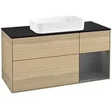 Villeroy & Boch Finion Waschtischunterschrank G712GKPC 120x60,3x50,1cm, Regal rechts Anthracite matt, Oak Veneer