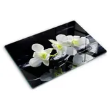 Tulup Herdabdeckplatte 80x52 cm Schneidebrett aus Glas Schutzplatte Küchenutensilien Spritzschutz Abdeckung Orchidee