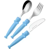 HOME EME pappallegra 3-teiliges Besteckset für Kinder, blau, 18/10
