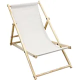 ECD Germany Liegestuhl Klappbar aus Holz 3 Liegepositionen bis 120 kg Beige