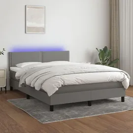 vidaXL Boxspringbett mit Matratze & LED Dunkelgrau 140x200 cm Stoff