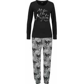 Buffalo Damen Pyjama schwarz-gemustert Gr.36/38