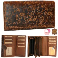 Hill Burry Geldbörse Geldbeutel Geldtasche Damen Leder Braun Top Geschenk