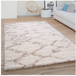 Hochflor-Teppich Kalmar 447, Paco Home, rund, Höhe: 44 mm, Shaggy, Scandi Design, modernes Rauten Muster, weich & kuschelig beige Ø 120 cm x 44 mm