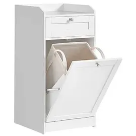 VASAGLE Badezimmerschrank mit Wäschekorb 40 x 40 x 80,2 cm weiß