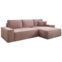 Luxusbetten24 Schlafsofa Designer Sofa Lunaro in Cord, mit Stauraum und Schlaffunktion rosa