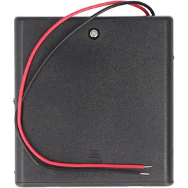 goobay Batteriehalter für 4x Mignon mit Deckel und Schalter lose Kabelenden Schwarz