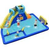 Costway Hüpfburg mit Wasserrutsche, Aufblasbare Springburg 525x373x205cm