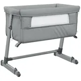 vidaXL Babybett mit Matratze Hellgrau Leinenstoff -