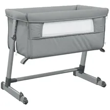 vidaXL Babybett mit Matratze Hellgrau Leinenstoff -