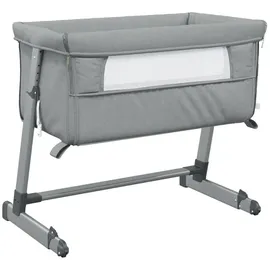 vidaXL Babybett mit Matratze Hellgrau Leinenstoff -