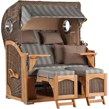 Mr. Deko Strandkorb Düne Bullauge Teak PE Grey Dessin 520