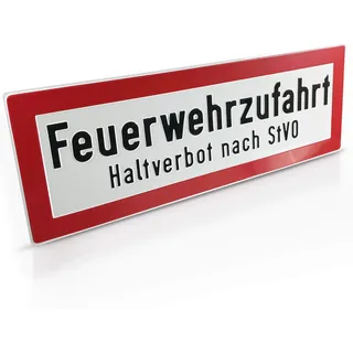 Betriebsausstattung24 SafetyMarking 12.2651 Hinweisschild Feuerwehrzufahrt Haltverbot nach StVO Aluminium (B x H) 594mm x 210mm 1St.