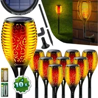 Kesser KESSER® Gartenfackel Solar Set Solarleuchten Flamme mit Wandhalterung + Erdspieß Licht-Sensor Wetterfest Garten Solarleuchte Fackel Lichter LED