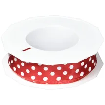 Präsent Polka DOTS Band mit Drahtkante rot/weiß, 20 m gepunktetes Dekoband, 25 mm Breite, leicht biegsames Schleifenband zum Dekorieren & Basteln, für besondere Anlässe