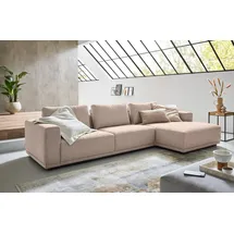 Musterring Ecksofa MUSTERRING "JustB PM200, Holzrahmen in schwarz, wahlw. Sitzvorzug, Breite 316cm", beige (sand), B:316cm H:78cm T:166cm, 94% Polyester, 6% Nylon, Sofas, Ecksofa, Anreihsofa links & Longchair rechts, mit Armlehnen, inkl. Rückenkissen