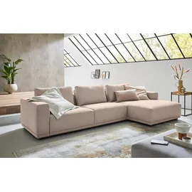 Musterring Ecksofa MUSTERRING "JustB PM200, Holzrahmen in schwarz, wahlw. Sitzvorzug, Breite 316cm", beige (sand), B:316cm H:78cm T:166cm, 94% Polyester, 6% Nylon, Sofas, Ecksofa, Anreihsofa links & Longchair rechts, mit Armlehnen, inkl. Rückenkissen